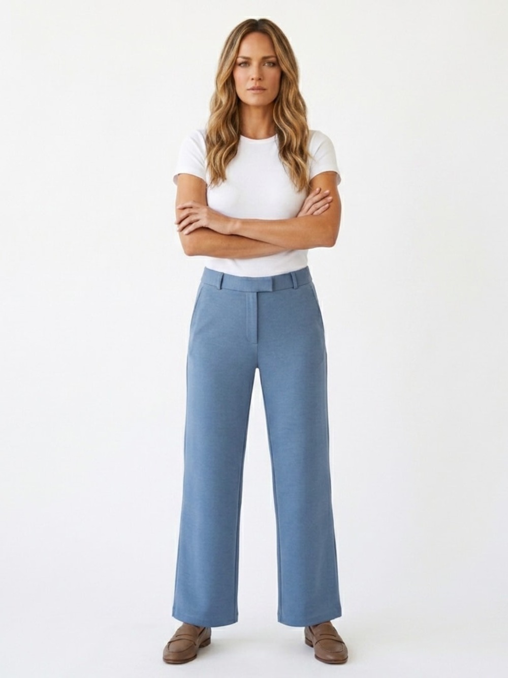 NWT J. McLaughlin Brock H Fair Blue Ponte Knit Wide Leg Trouser Pants Women’s 6
